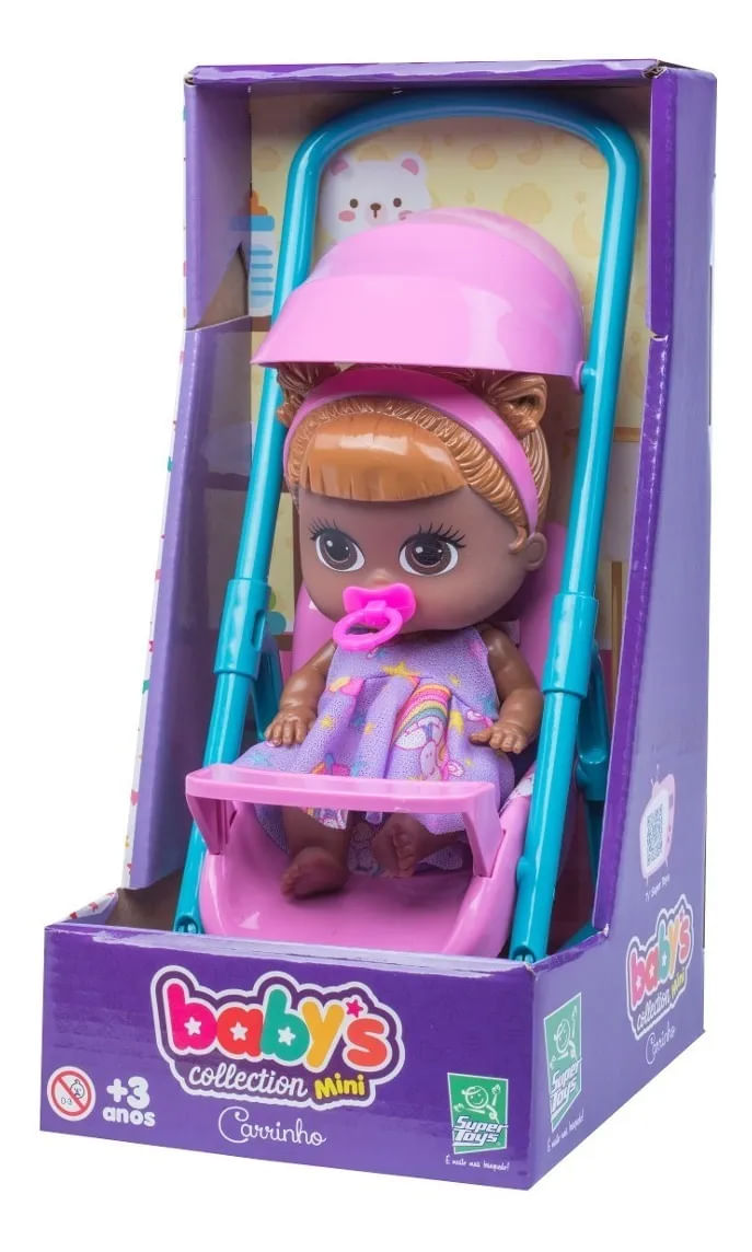 BABYS COLLECTION MINI NEGRA CARRINHO 348 SUPER TOYS