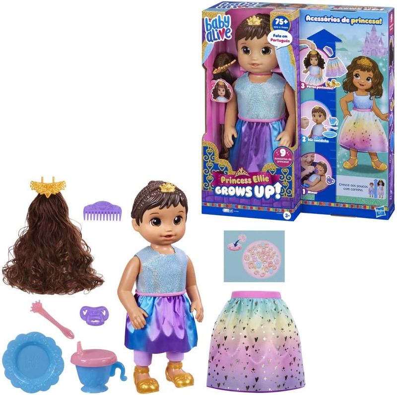 BABY ALIVE PRINCESA ELLIE GROWS UP MORENA F5237 HASBRO FOTO 1