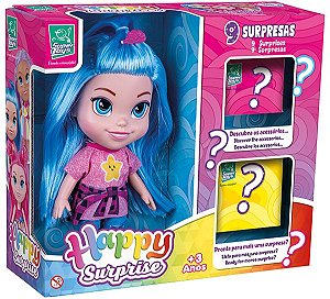 BONECA HAPPY SURPRISE CABELO AZUL 553