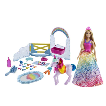 BARBIE E UNICORNIO 15 PECAS DREAMTOPIA GTG01 MATTEL FOTO 1